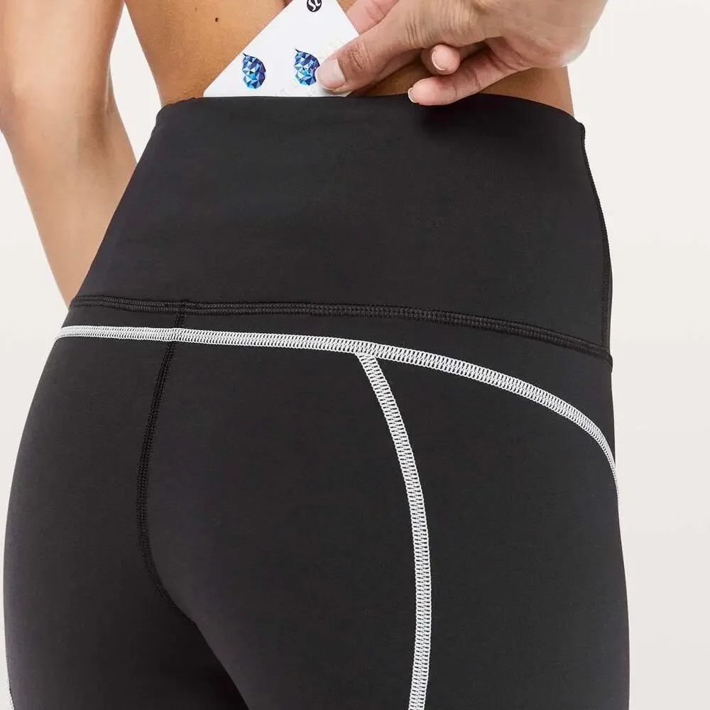 LULULEMON Channel Your Energy Tight Leggings Black White 6